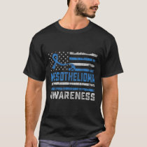 Mesothelioma Awareness Month American Flag Blue Ri T-Shirt