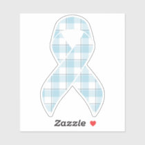Mesothelioma Awareness Plaid Light Blue Ribbon Sticker