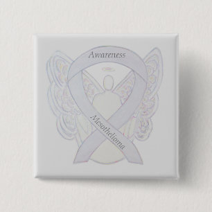 Mesothelioma Awareness Ribbon Angel Button