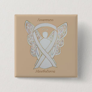 Mesothelioma Awareness Ribbon Angel Button