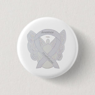 Mesothelioma Awareness Ribbon Angel Custom Button