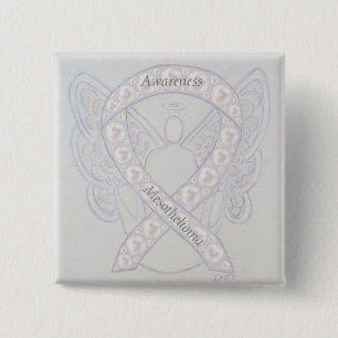 Mesothelioma Awareness Ribbon Angel Custom Button