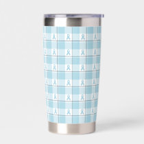 Mesothelioma Cancer Awareness Plaid Light Blue Insulated Tumbler