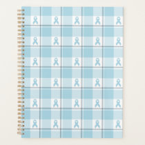 Mesothelioma Cancer Awareness Plaid Light Blue Planner