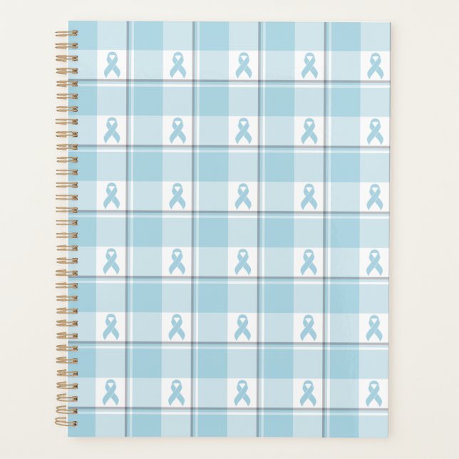 Mesothelioma Cancer Awareness Plaid Light Blue Planner (Front)
