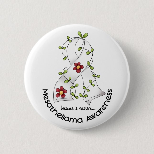 Mesothelioma Flower Ribbon 1 Pinback Button (Front)