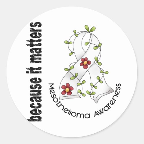 Mesothelioma Flower Ribbon 3 Classic Round Sticker