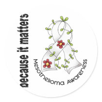 Mesothelioma Flower Ribbon 3 Classic Round Sticker