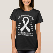Mesothelioma Survivor White Mesothelioma  Ribbon T-Shirt