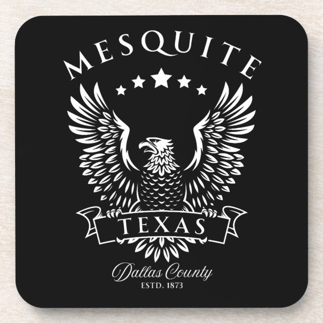 Mesquite Dallas County Texas Vintage Eagle Beverage Coaster (Front)
