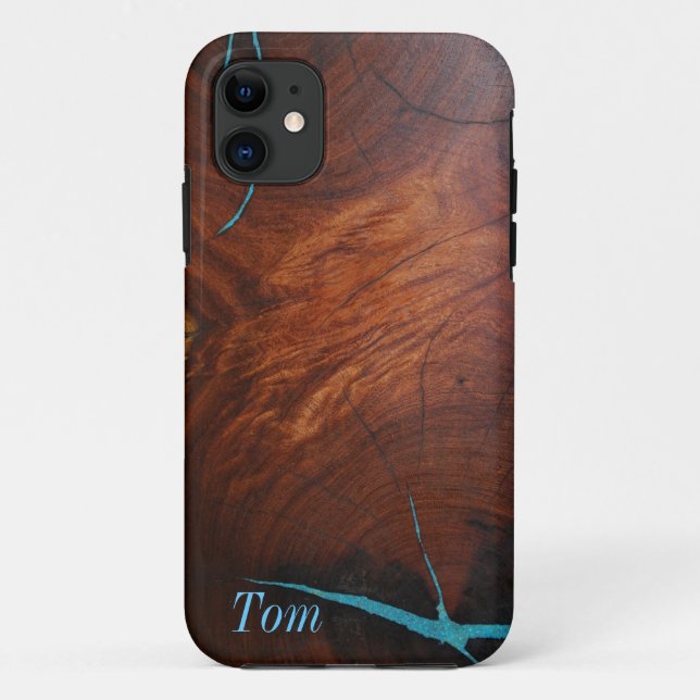 MESQUITE WOOD IMAGE TURQUOISE INLAY iPHONE 5 CASE (Back)
