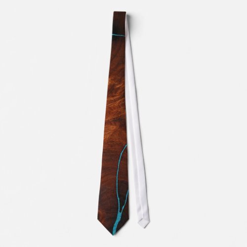 MESQUITE WOOD WITH TURQUOISE INLAY TIE