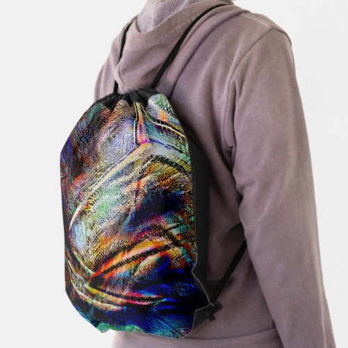 Mess of digital scratches with glossy  dark touch drawstring bag