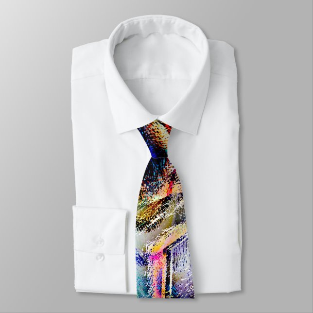 Mess of digital scratches with glossy & dark touch neck tie (Tied)