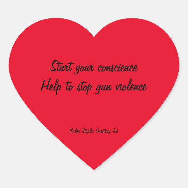 Message against gun violence heart sticker (Front)