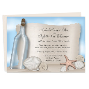 Message Bottle Beach Reception Only Invitations