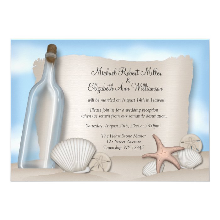 Message Bottle Beach Reception ONLY Invitations