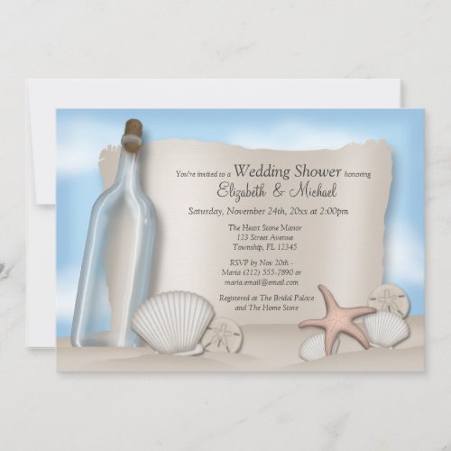 Message Bottle Couples Beach Bridal Shower Invitation