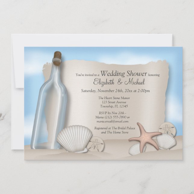 Message Bottle Couple's Beach Bridal Shower Invitation (Front)