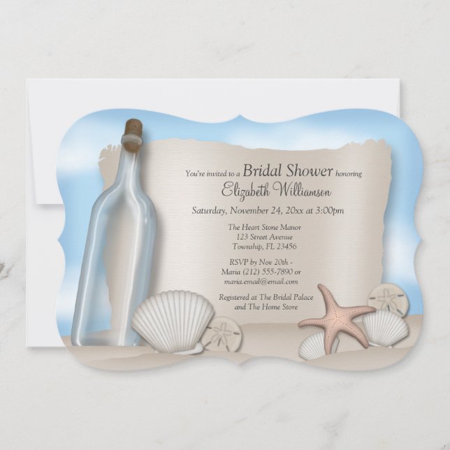 Message from a Bottle Beach Bridal Shower Invite (Front)