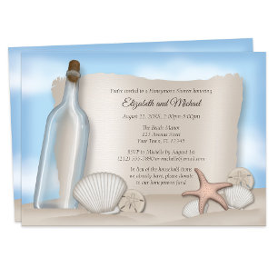 Message from a Bottle Beach Honeymoon Shower Invitation