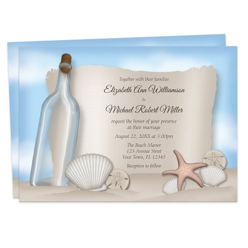 Message from a Bottle Beach Wedding Invitations