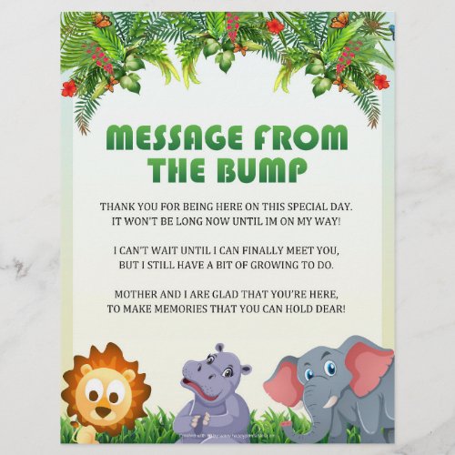 Message From The Bump Animal Theme Letterhead