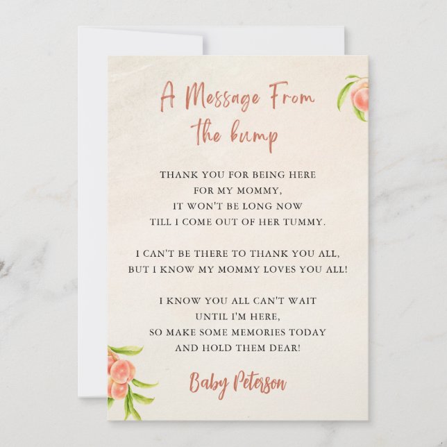 Message From The Bump Baby Shower Card (Front)