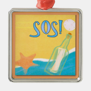 Message in a Bottle 1 Metal Ornament