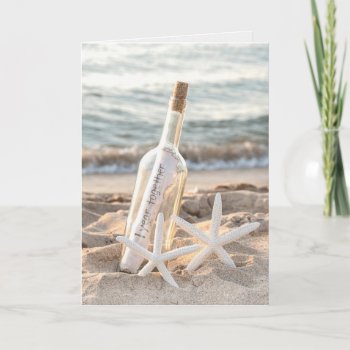 Message In A Bottle 1st Anniversary Card by dryfhout at Zazzle