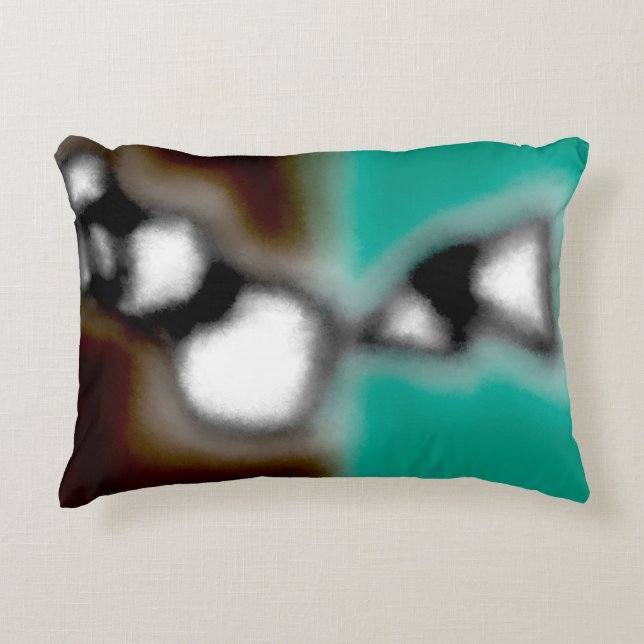 Message in a Bottle: Abstract Brown, Teal, B & W Accent Pillow (Front)