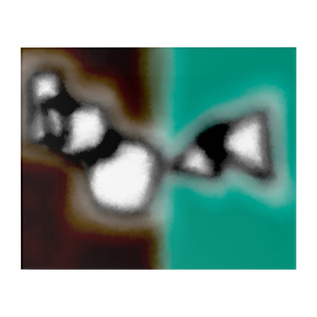 Message in a Bottle: Abstract Brown, Teal, B & W Acrylic Print (Front)