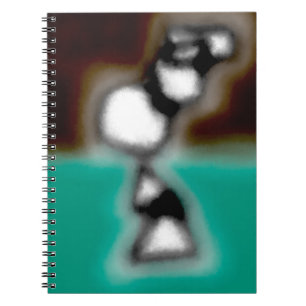 Message in a Bottle: Abstract Brown, Teal, B & W Notebook