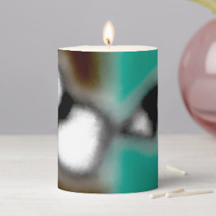 Message in a Bottle: Abstract Brown, Teal, B & W Pillar Candle