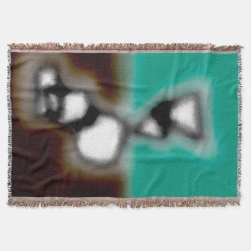 Message in a Bottle Abstract Brown Teal B  W Throw Blanket