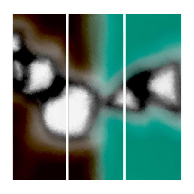 Message in a Bottle: Abstract Brown, Teal, B & W Triptych (Front)