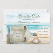 Message in a Bottle Beach Sea Shell Wedding Save The Date (Front)