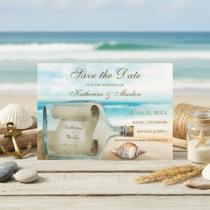 Message in a Bottle Beach Sea Shell Wedding Save The Date