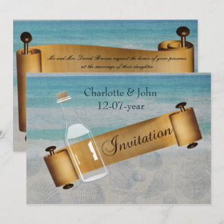Message in a bottle Beach Wedding Invitation
