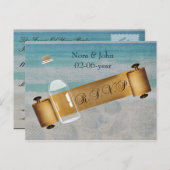 Message in a bottle Beach Wedding Invitation Postcard (Front/Back)