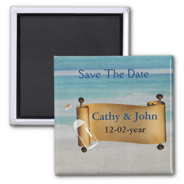 Message in a bottle Beach Wedding Magnet (Front)