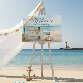 Message in a Bottle Beach Wedding Welcome Sign