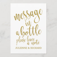 Message in a Bottle Gold Affordable Wedding Sign