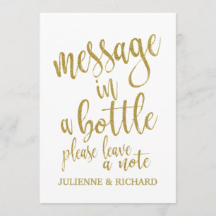 Message in a Bottle Gold Affordable Wedding Sign Invitation