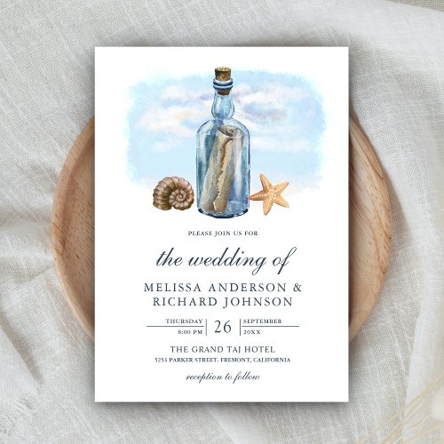 Message in a Bottle Rustic Nautical Wedding Invitation