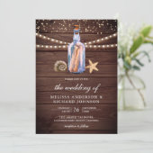Message in a Bottle Rustic Wood Nautical Wedding Invitation (Standing Front)