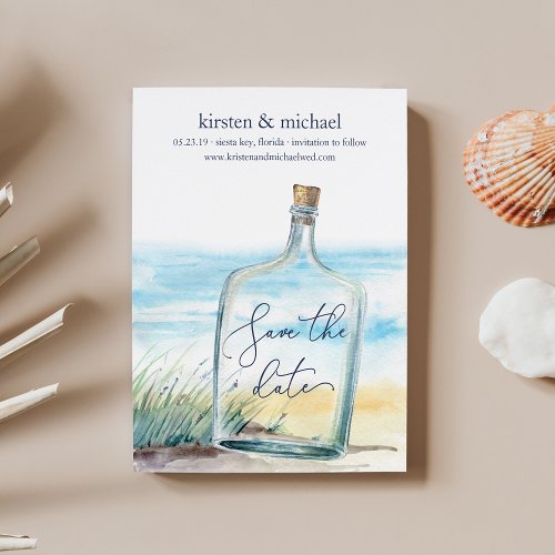 Message in a Bottle Save the Date Card