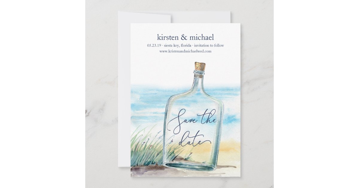 Message in a Bottle Save the Date Card