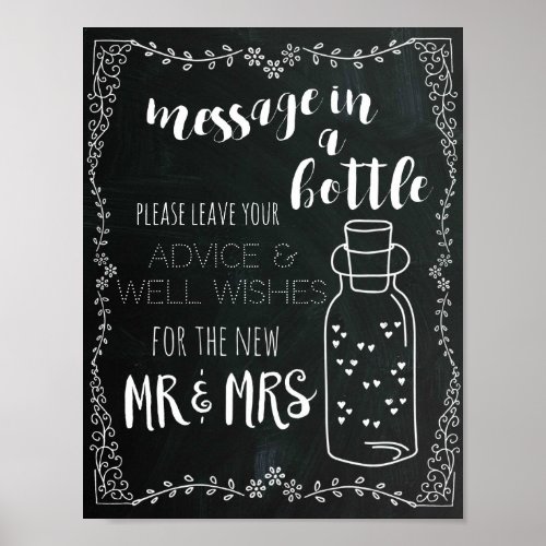 Message in a Bottle Sign Wedding Decor Poster