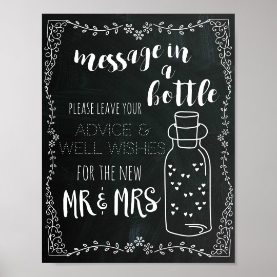Message in a Bottle Sign Wedding Decor Poster | Zazzle.com